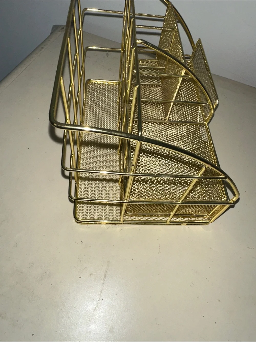 Gold Mesh Desk Organizer Holder